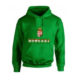 Hungary / Magyarország feliratos kapucnis gyerek pulóver - magyar válogatott gyerek pulcsi (zöld)   Hungary / Magyarország feliratos kapucnis gyerek pulóver - magyar válogatott gyerek pulcsi (zöld)