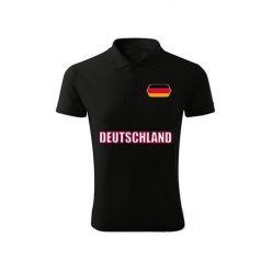   Deutschland feliratos galléros póló - Németország szurkolói ingnyakú póló (fekete) 