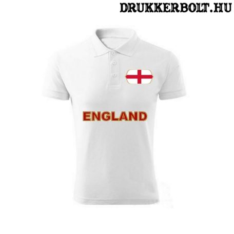 England feliratos galléros póló - angol szurkolói ingnyakú póló (fehér) 