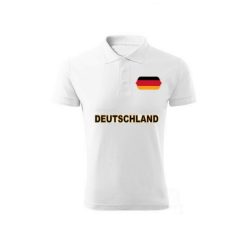   Deutschland feliratos galléros póló - Németország szurkolói ingnyakú póló (fehér) 