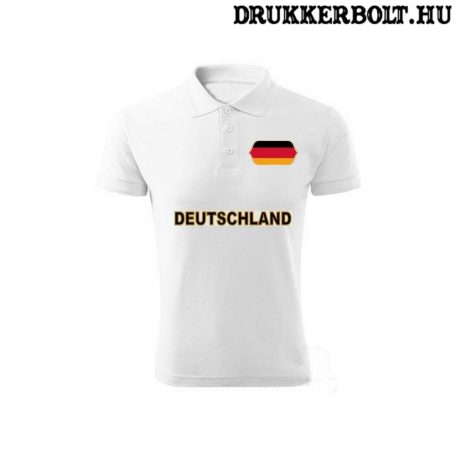 Deutschland feliratos galléros póló - Németország szurkolói ingnyakú póló (fehér) 