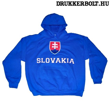 Slovakia feliratos kapucnis pulóver (kék) - Szlovák válogatott pulcsi