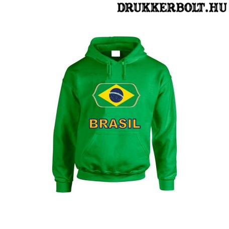 Brasil feliratos kapucnis pulóver (zöld) - brazil válogatott szurkolói pullover / pulcsi