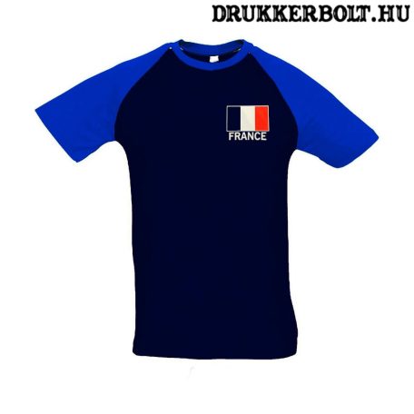 France feliratos póló - francia válogatott szurkolói póló (kék) 