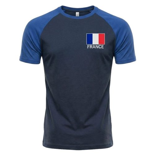 France feliratos póló - francia válogatott szurkolói póló (kék) 