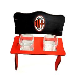 AC Milan pálinkás pad Milan címeres poharakkal AC Milan pálinkás pad Milan címeres poharakkal