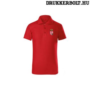   Magyarország feliratos galléros gyerek póló - Magyarország szurkolói ingnyakú póló (piros) 