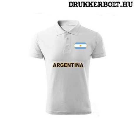 Argentina feliratos galléros póló - argentin szurkolói ingnyakú póló (fehér) 