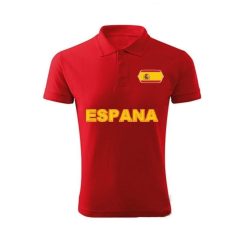   Espana feliratos galléros póló - Spanyolország szurkolói ingnyakú póló (piros) 