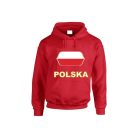 Polska feliratos kapucnis pulóver (piros) - lengyel válogatott szurkolói pullover / pulcsi