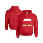 Polska feliratos kapucnis pulóver (piros) - lengyel válogatott szurkolói pullover / pulcsi