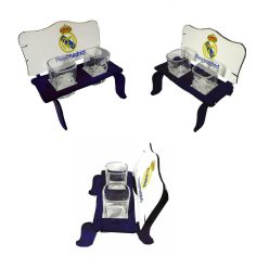 Real Madrid pálinkás pad Real címeres poharakkal (kék-fehér)   Real Madrid pálinkás pad Real címeres poharakkal (kék-fehér)