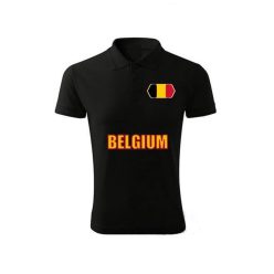   Belgium feliratos galléros póló - belga szurkolói ingnyakú póló (fekete) 