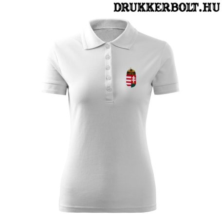 Hungary feliratos galléros rövidujjú póló (női) - Magyarország szurkolói ingnyakú póló (fehér) 