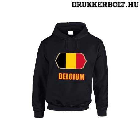 Belgium feliratos kapucnis pulóver (fekete) - belga válogatott szurkolói pullover / pulcsi