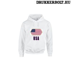   USA feliratos kapucnis pulóver (fehér) - USA válogatott szurkolói pullover / pulcsi