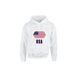   USA feliratos kapucnis pulóver (fehér) - USA válogatott szurkolói pullover / pulcsi