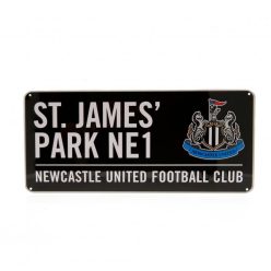   Newcastle United FC utca tábla - fekete Newcastle utcanévtábla 