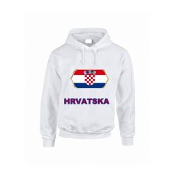   Hrvatska feliratos kapucnis pulóver (fehér) - horvát válogatott szurkolói pullover / pulcsi