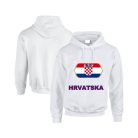 Hrvatska feliratos kapucnis pulóver (fehér) - horvát válogatott szurkolói pullover / pulcsi