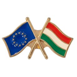Magyarország + EU zászló alakú kitűző / jelvény