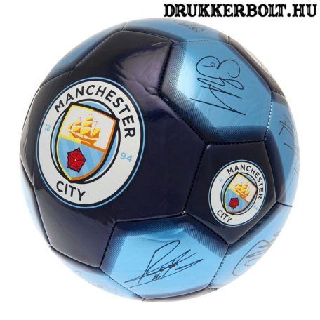 Manchester City "Signature" labda - normál (5-ös méretű) City címeres focilabda a csapat tagjainak aláírásával