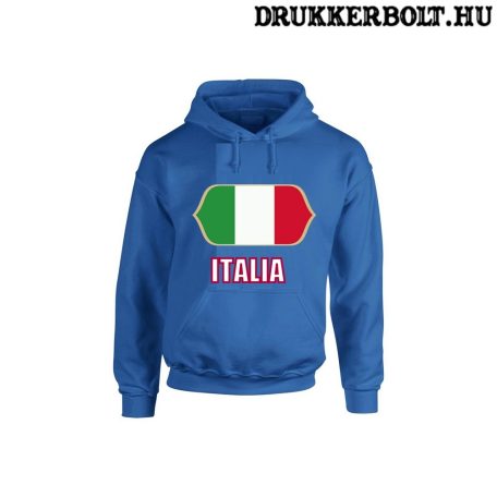 Italia feliratos kapucnis pulóver (kék) - olasz válogatott szurkolói pullover / pulcsi