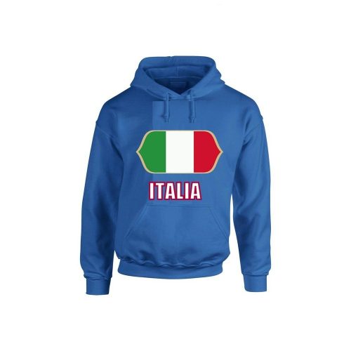 Italia feliratos kapucnis pulóver (kék) - olasz válogatott szurkolói pullover / pulcsi