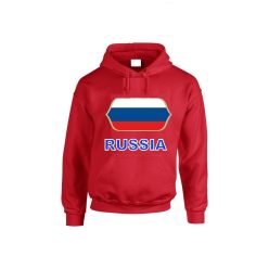   Russia feliratos kapucnis pulóver (piros) - orosz válogatott szurkolói pullover / pulcsi