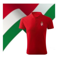   Magyarország feliratos galléros rövidujjú póló (férfi) - szurkolói ingnyakú póló (piros) 