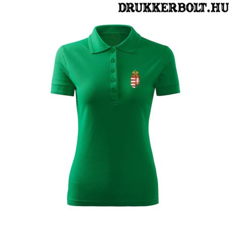 Magyarország feliratos galléros rövidujjú póló (női) - magyar női szurkolói póló (zöld) 