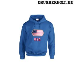   USA feliratos kapucnis pulóver (kék) - USA válogatott szurkolói pullover / pulcsi