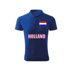   Holland feliratos galléros póló - holland szurkolói ingnyakú póló (kék) 