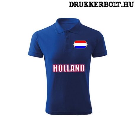 Holland feliratos galléros póló - holland szurkolói ingnyakú póló (kék) 