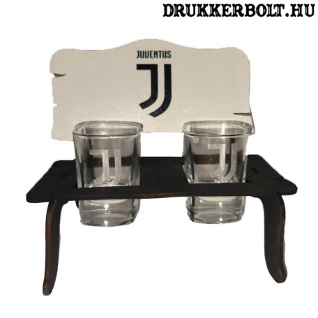 Juventus FC pálinkás pad Juve címeres poharakkal