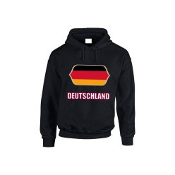   Deutschland feliratos kapucnis pulóver (fekete) - német válogatott szurkolói pullover / pulcsi